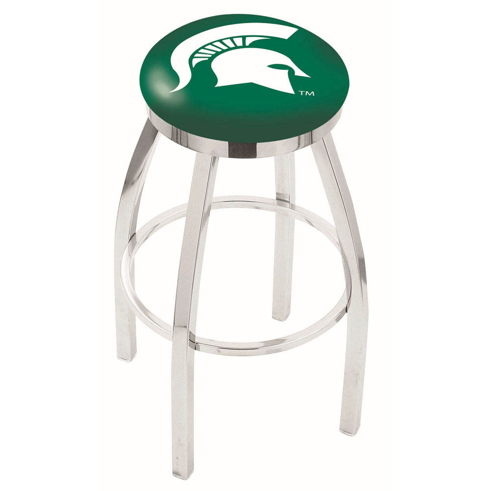 inch Chrome Michigan State Swivel Bar Stool w/ Accent Ring