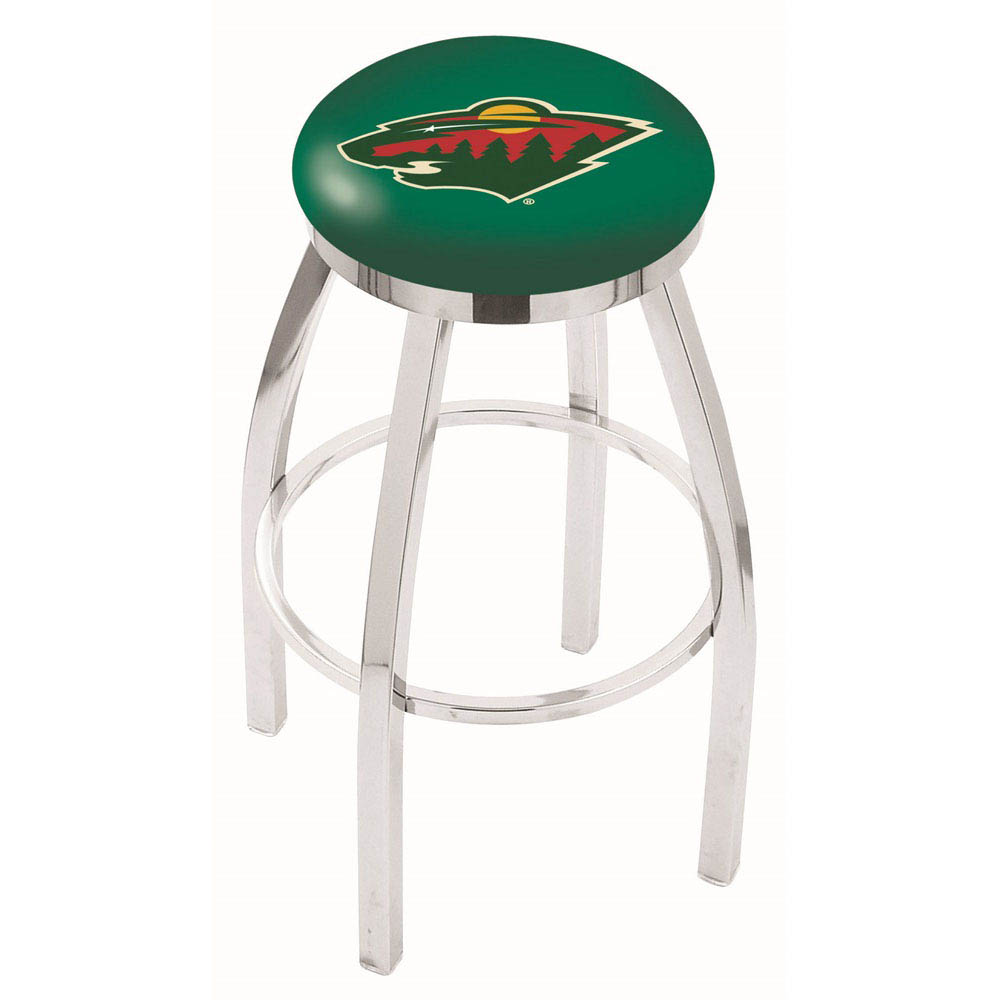 inch Chrome Minnesota Wild Swivel Bar Stool w/ Accent Ring