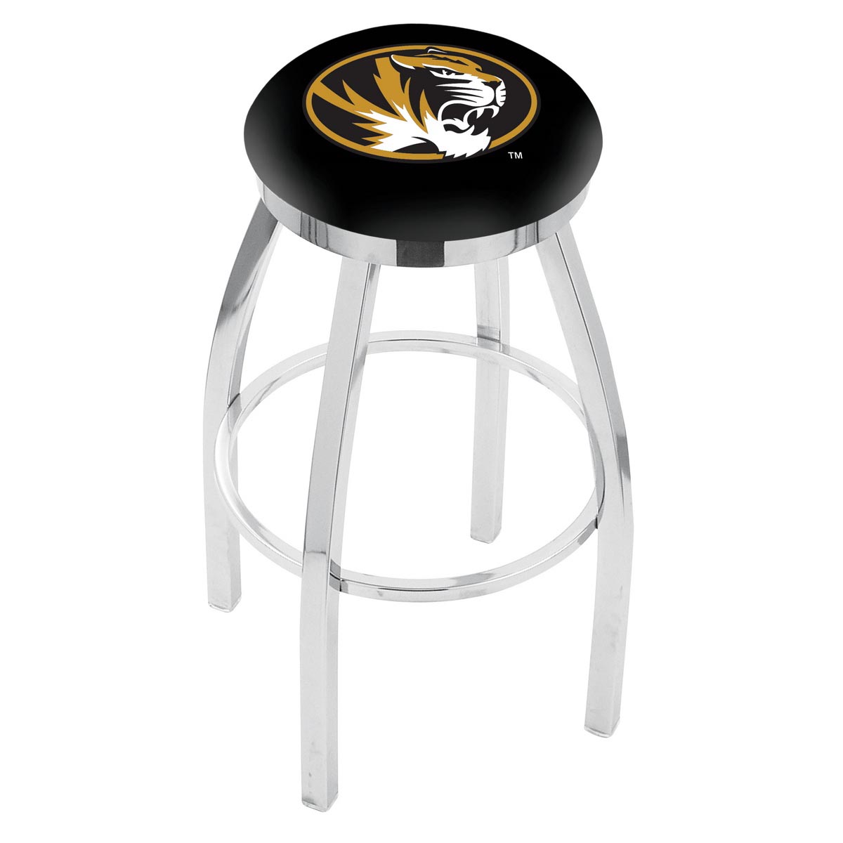 inch Chrome Missouri Swivel Bar Stool w/ Accent Ring