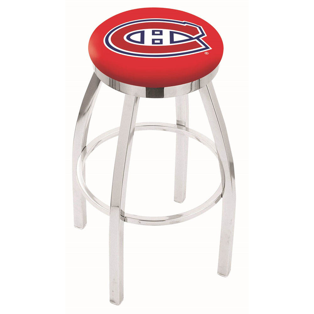 inch Chrome Montreal Canadiens Swivel Bar Stool w/ Accent Ring