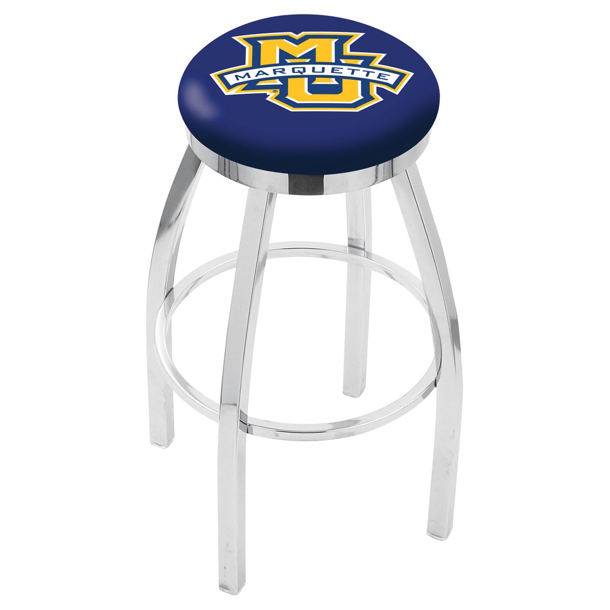 inch Chrome Marquette Swivel Bar Stool w/ Accent Ring