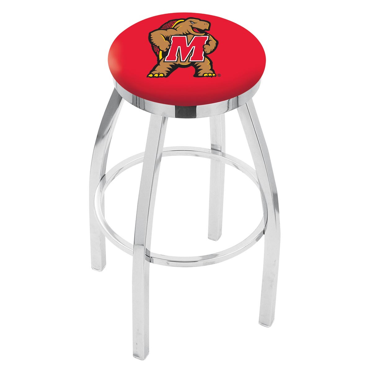 inch Chrome Maryland Swivel Bar Stool w/ Accent Ring
