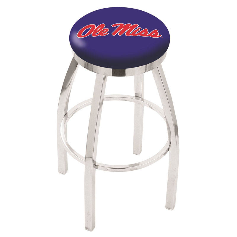 inch Chrome Ole Miss Swivel Bar Stool w/ Accent Ring
