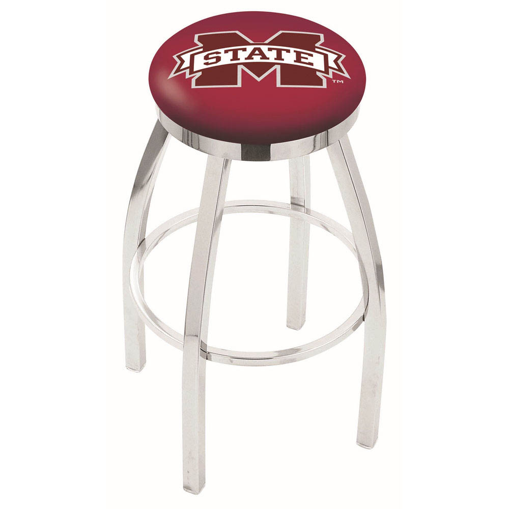 inch Chrome Mississippi State Swivel Bar Stool w/ Accent Ring