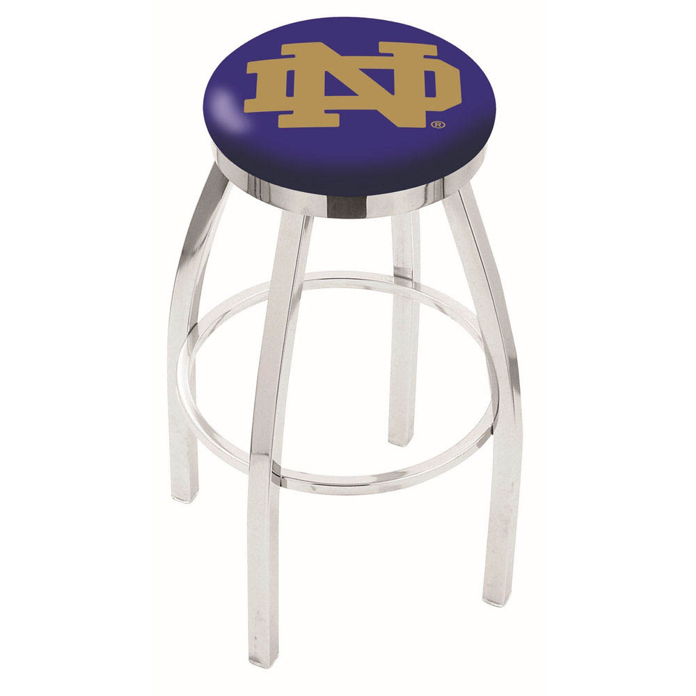 inch Chrome Notre Dame Swivel Bar Stool w/ Accent Ring