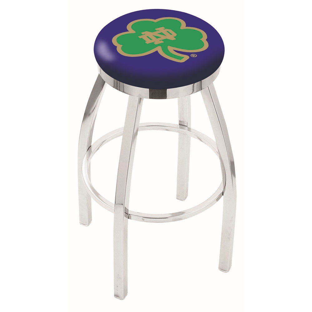 inch Chrome Notre Dame Shamrock Swivel Bar Stool w/ Accent Ring