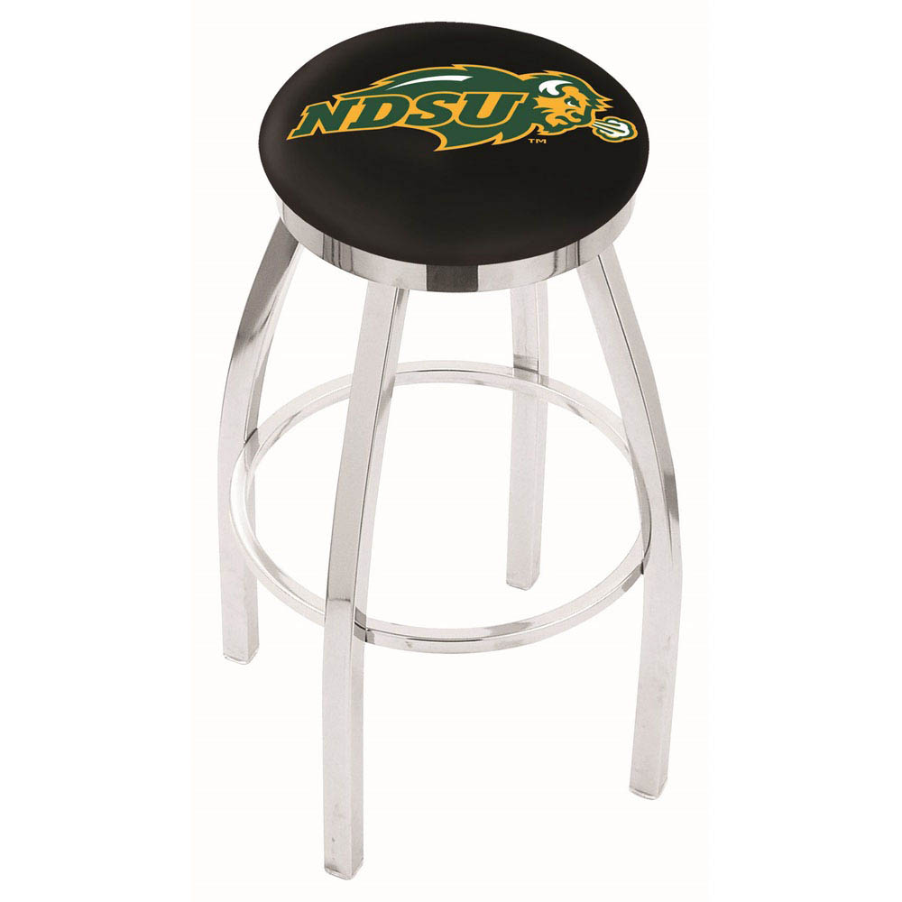 inch Chrome North Dakota State Swivel Bar Stool w/ Accent Ring