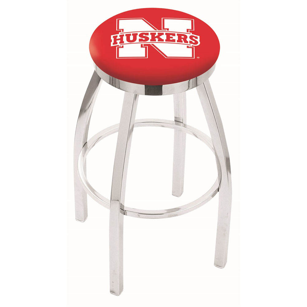 inch Chrome Nebraska Swivel Bar Stool w/ Accent Ring