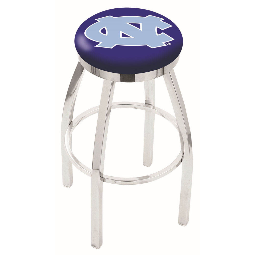 inch Chrome North Carolina Swivel Bar Stool w/ Accent Ring