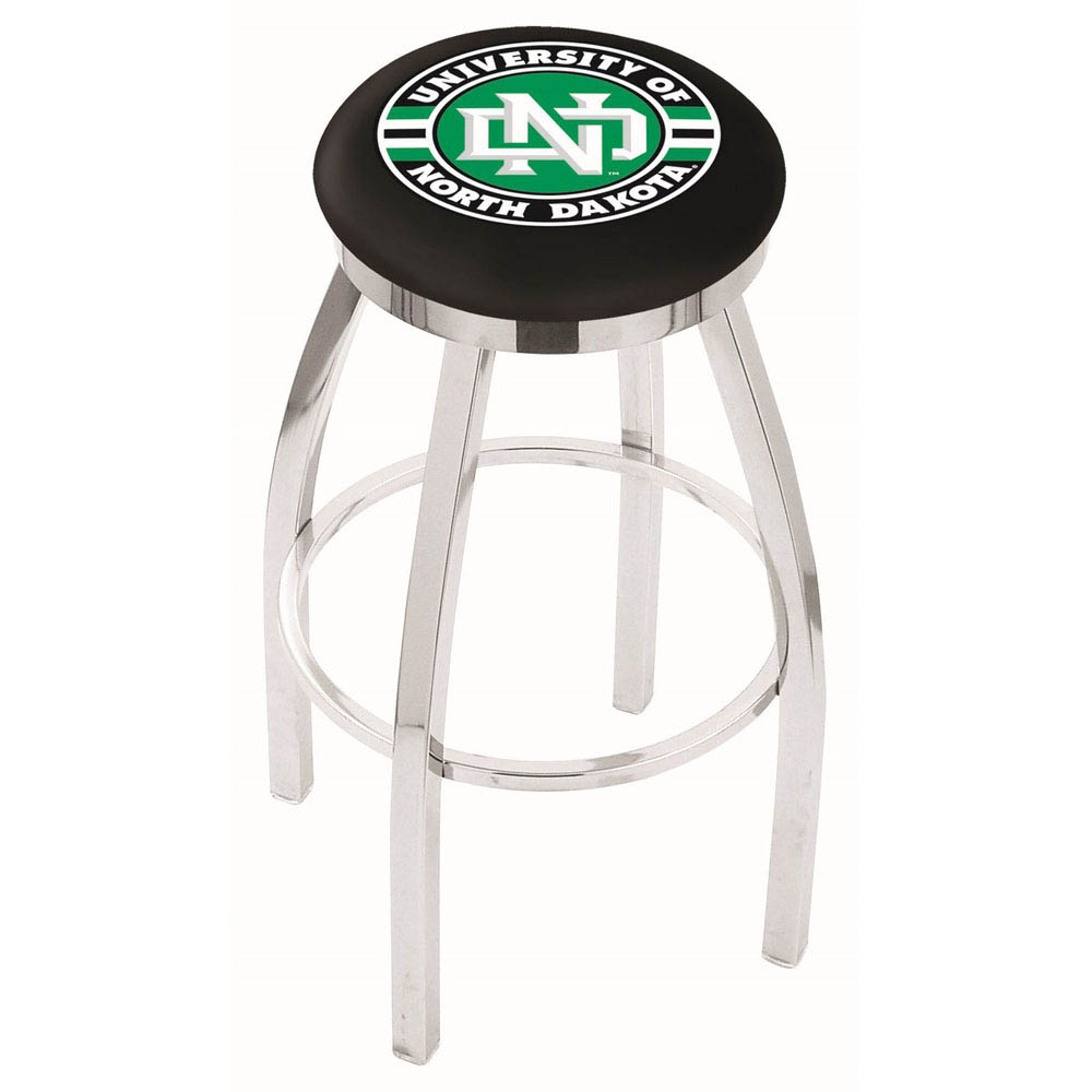 inch Chrome North Dakota Swivel Bar Stool w/ Accent Ring