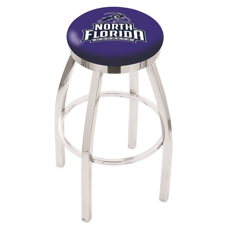 inch Chrome North Florida Swivel Bar Stool w/ Accent Ring