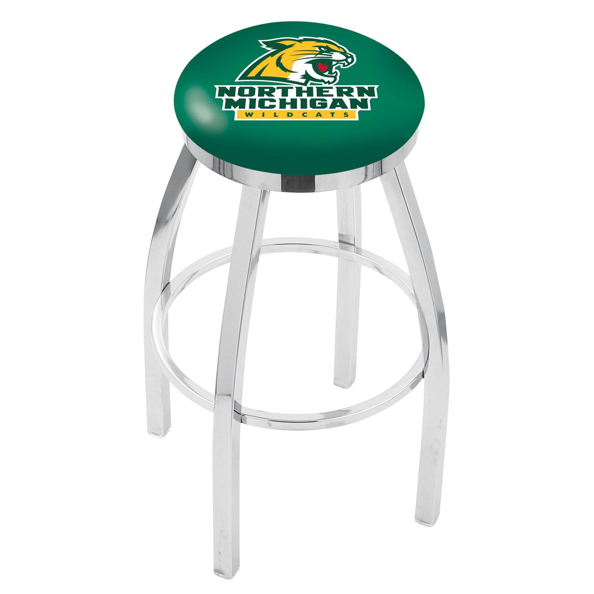 inch Chrome Northern Michigan Swivel Bar Stool w/ Accent Ring
