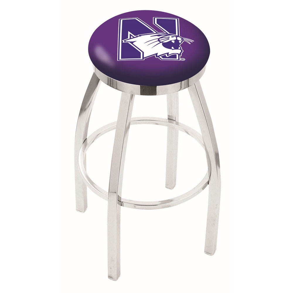inch Chrome Northwestern Swivel Bar Stool w/ Accent Ring