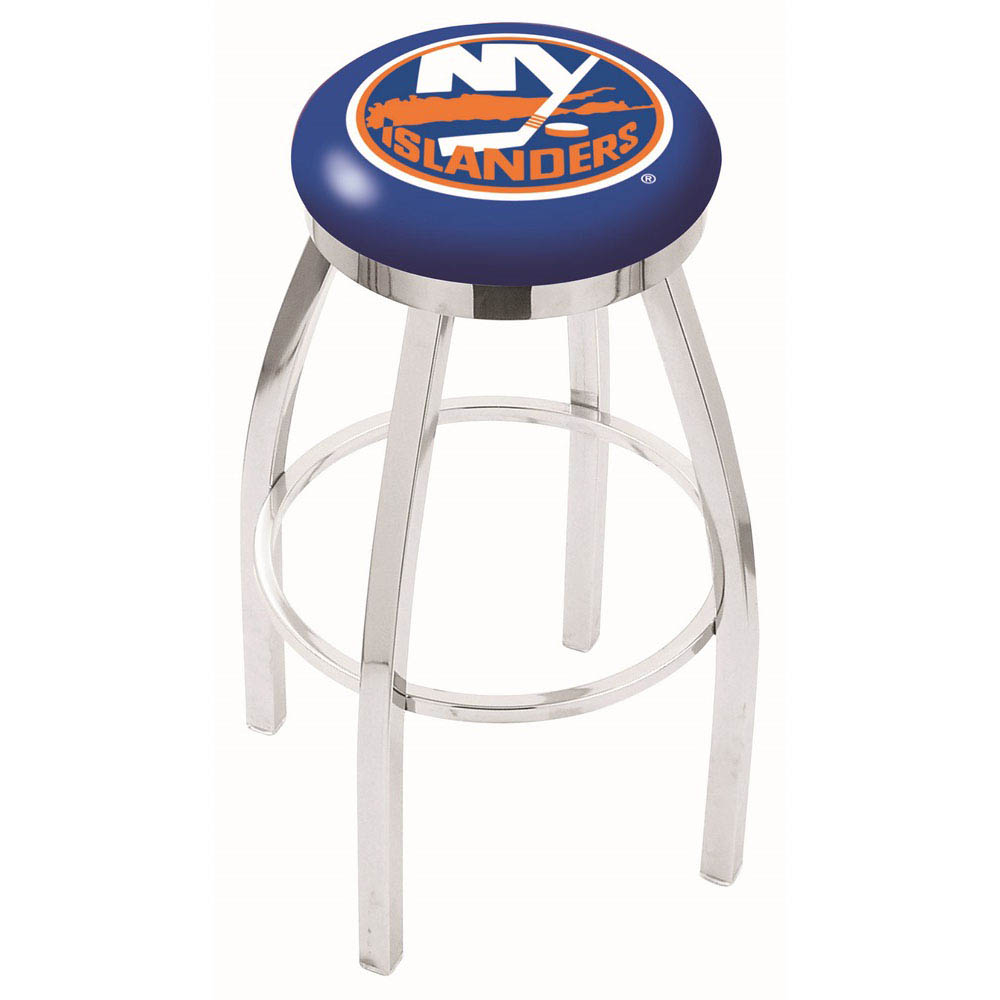 inch Chrome New York Islanders Swivel Bar Stool w/ Accent Ring