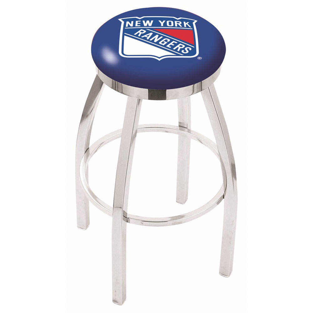 inch Chrome New York Rangers Swivel Bar Stool w/ Accent Ring