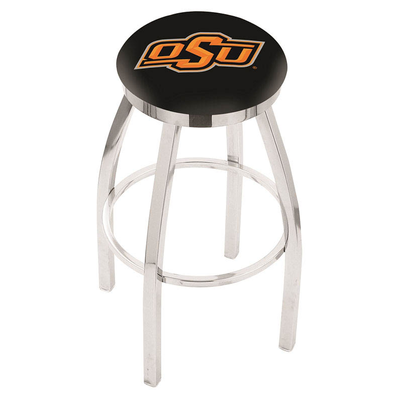 inch Chrome Oklahoma State Swivel Bar Stool w/ Accent Ring
