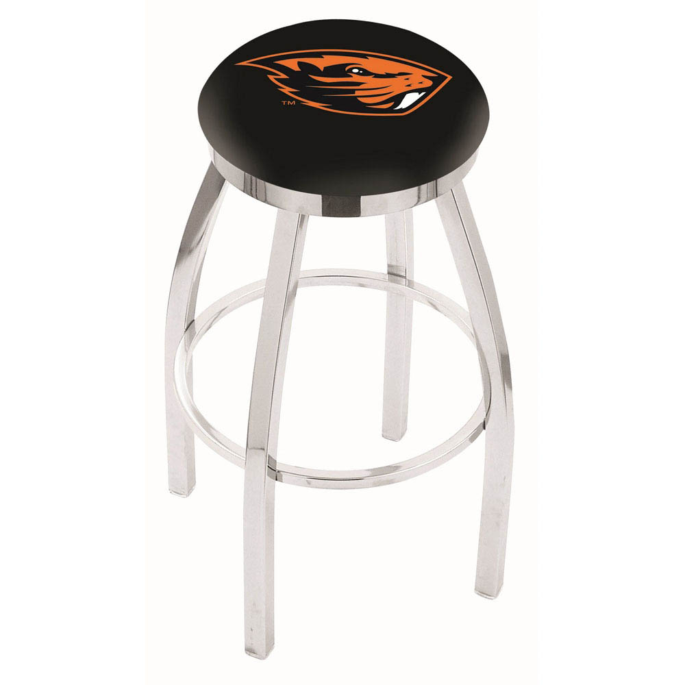 inch Chrome Oregon State Swivel Bar Stool w/ Accent Ring