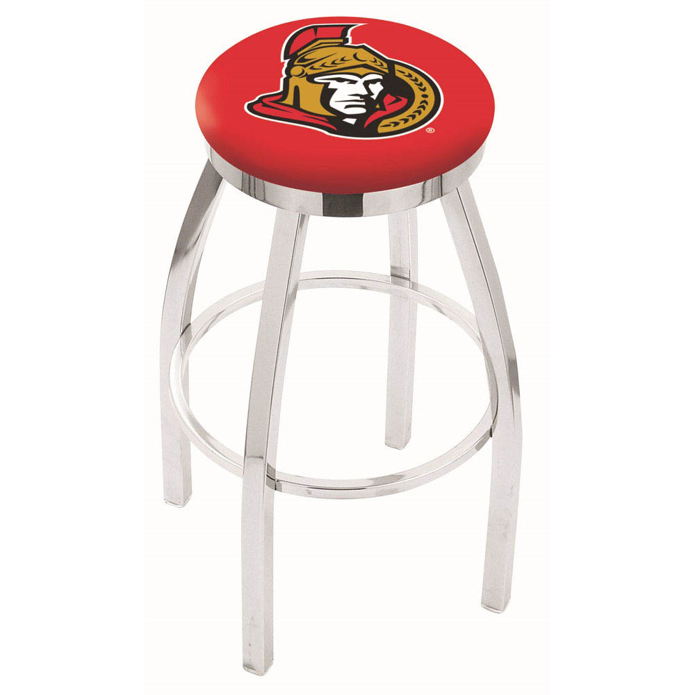 inch Chrome Ottawa Senators Swivel Bar Stool w/ Accent Ring