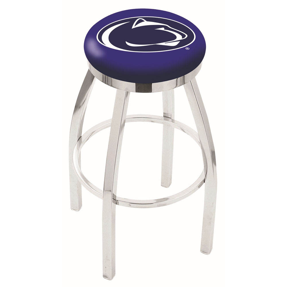 inch Chrome Penn State Swivel Bar Stool w/ Accent Ring