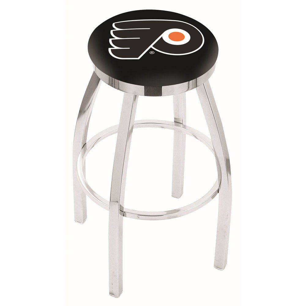 inch Chrome Philadelphia Flyers (Black) Swivel Bar Stool w/ Accent Ring