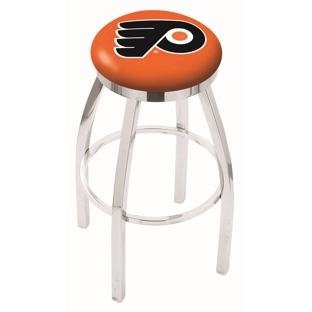 inch Chrome Philadelphia Flyers (Orange) Swivel Bar Stool w/ Accent Ring