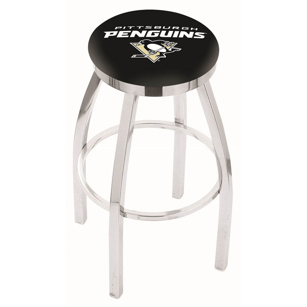 inch Chrome Pittsburgh Penguins Swivel Bar Stool w/ Accent Ring