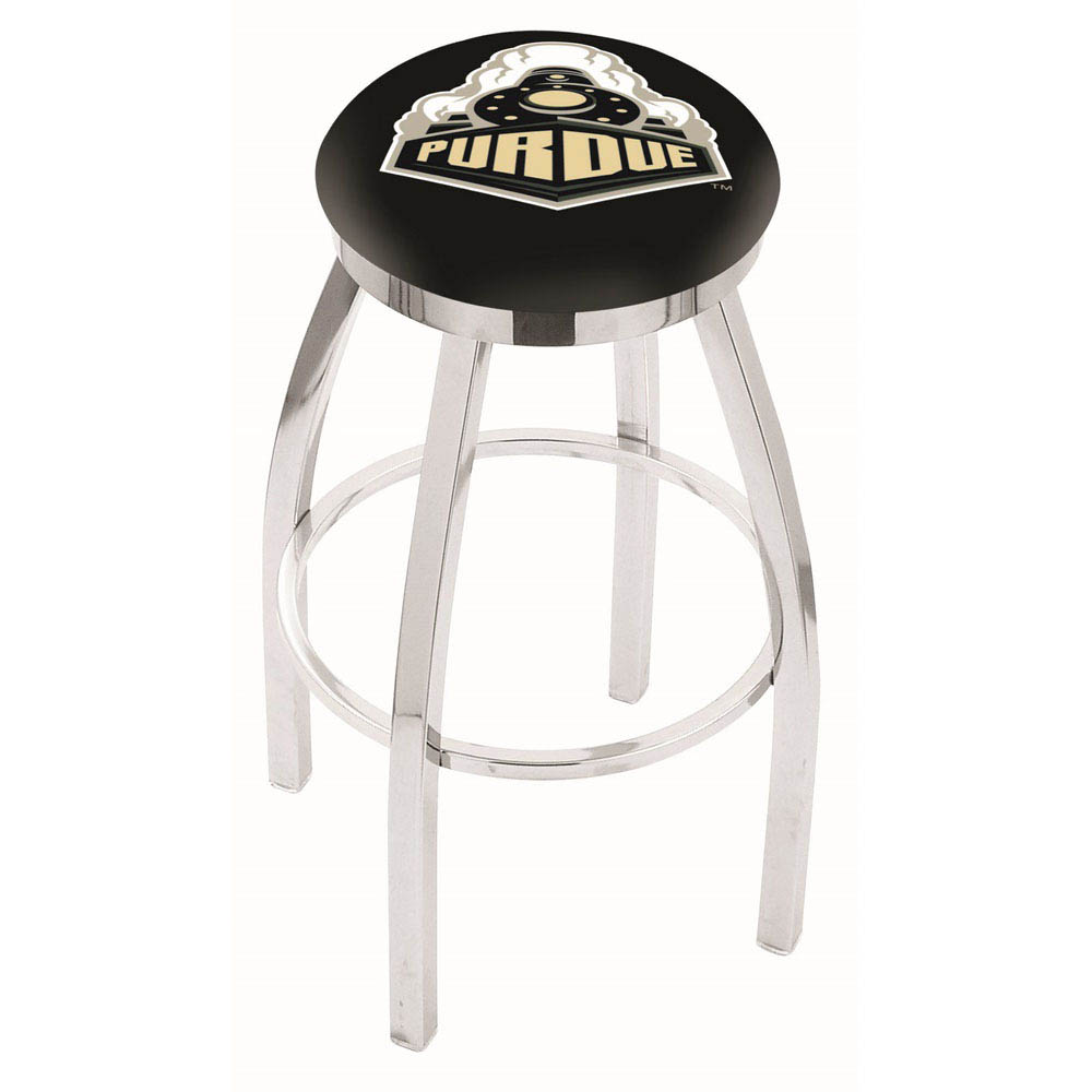 inch Chrome Purdue Swivel Bar Stool w/ Accent Ring