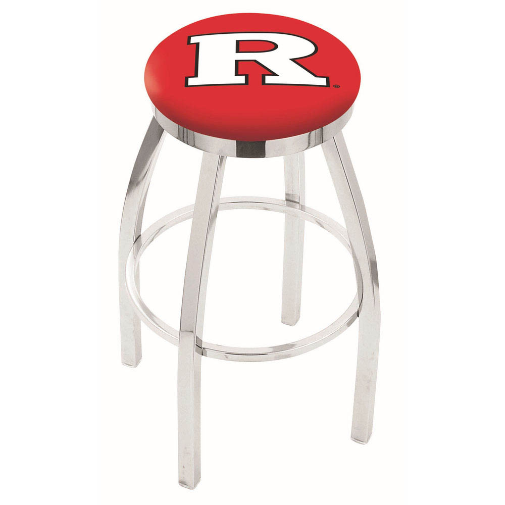 inch Chrome Rutgers Swivel Bar Stool w/ Accent Ring