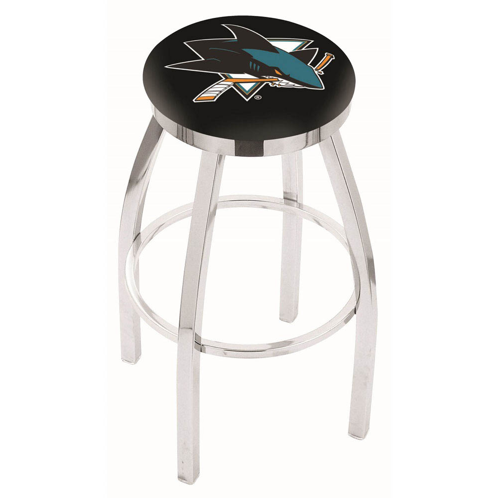 inch Chrome San Jose Sharks Swivel Bar Stool w/ Accent Ring