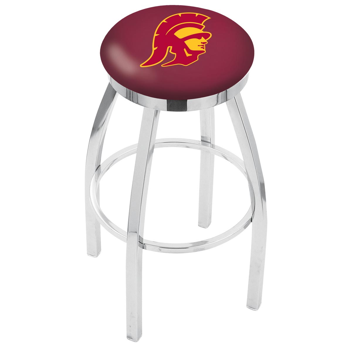 inch Chrome USC Trojans Swivel Bar Stool w/ Accent Ring