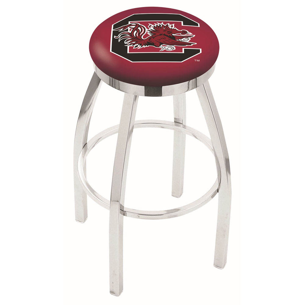 inch Chrome South Carolina Swivel Bar Stool w/ Accent Ring