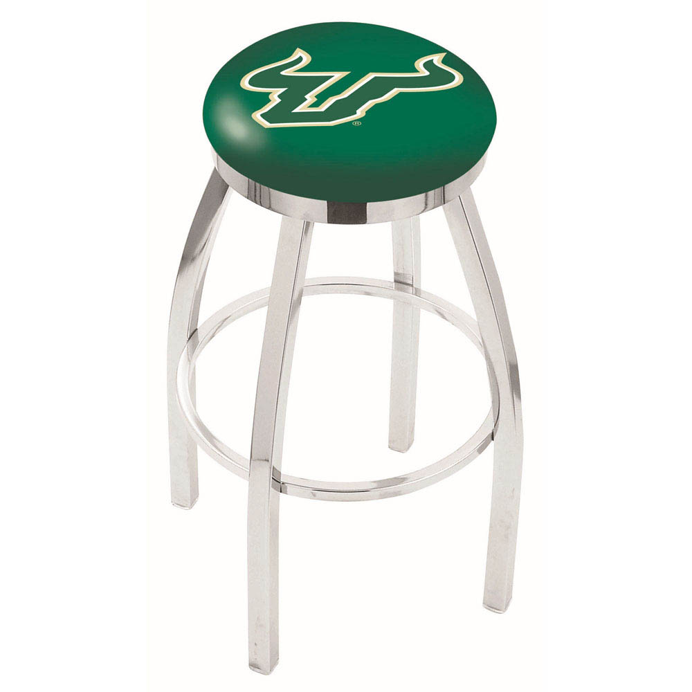 inch Chrome South Florida Swivel Bar Stool w/ Accent Ring