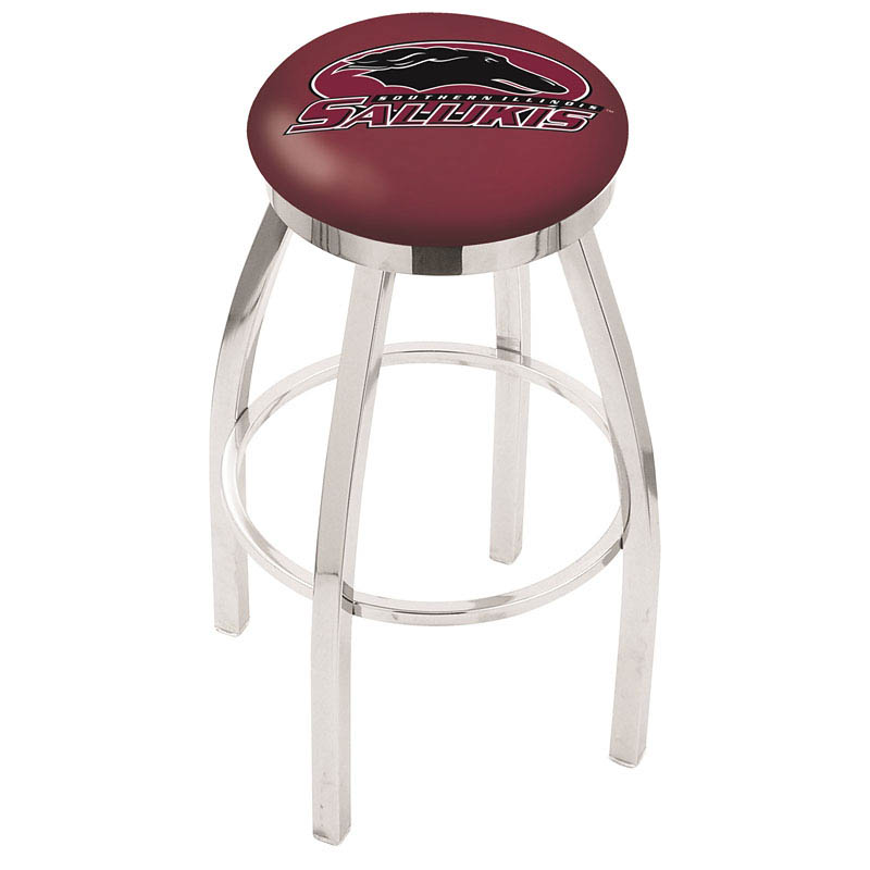 inch Chrome Southern Illinois Swivel Bar Stool w/ Accent Ring