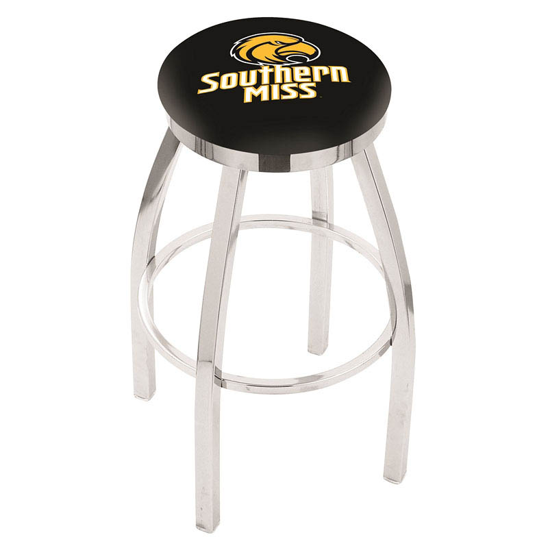 inch Chrome Southern Miss Swivel Bar Stool w/ Accent Ring