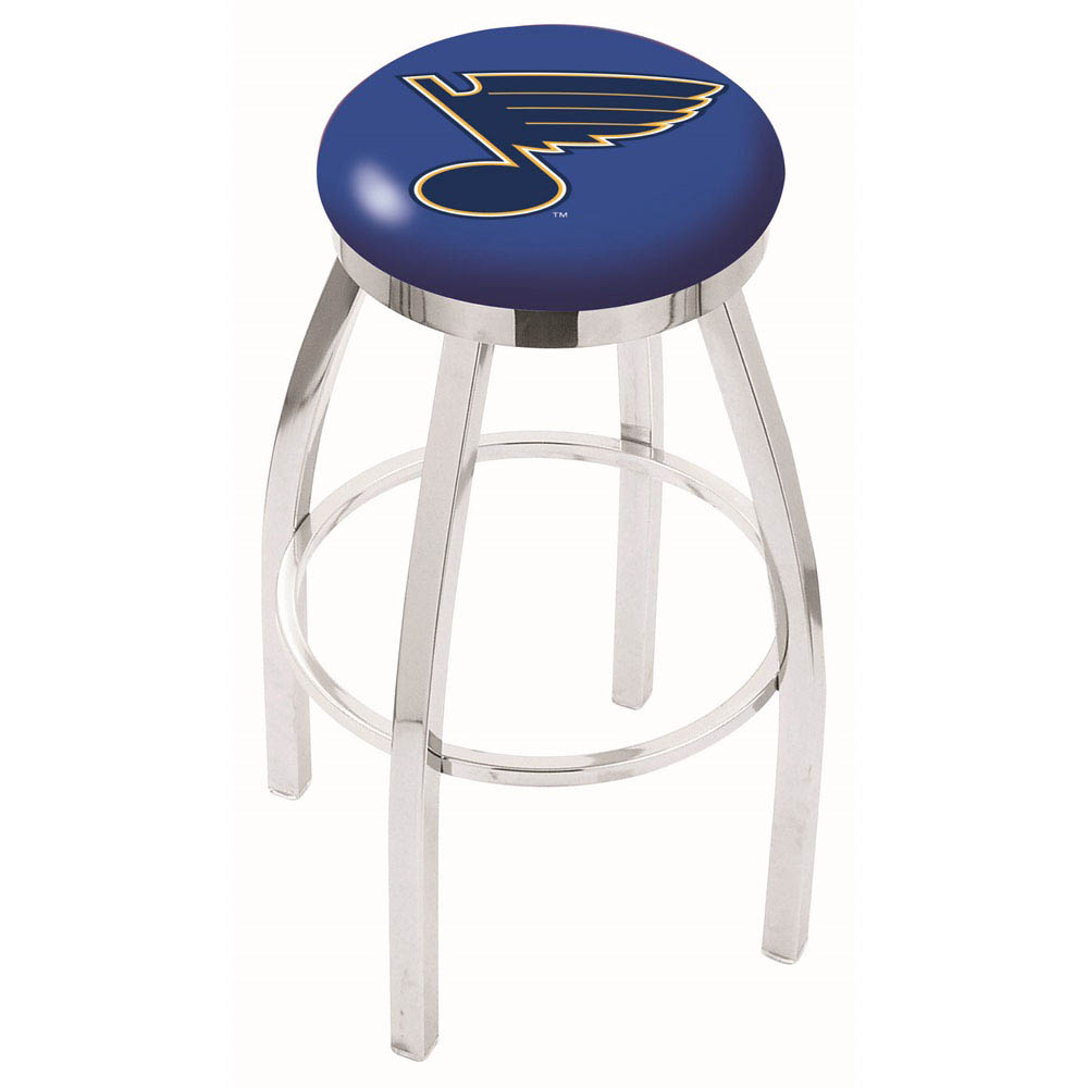inch Chrome St Louis Blues Swivel Bar Stool w/ Accent Ring