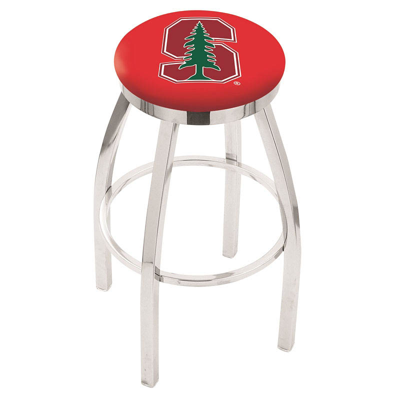 inch Chrome Stanford Swivel Bar Stool w/ Accent Ring