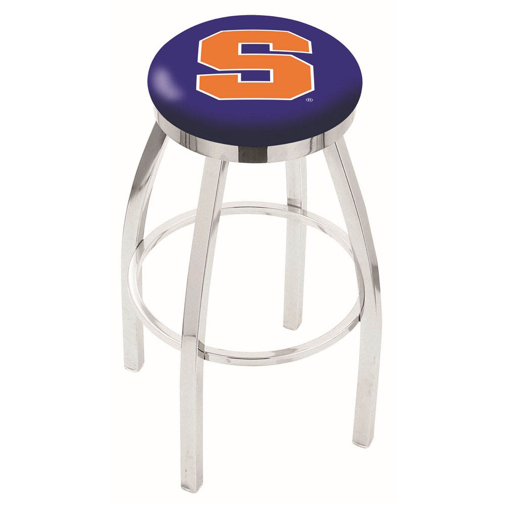 inch Chrome Syracuse Swivel Bar Stool w/ Accent Ring