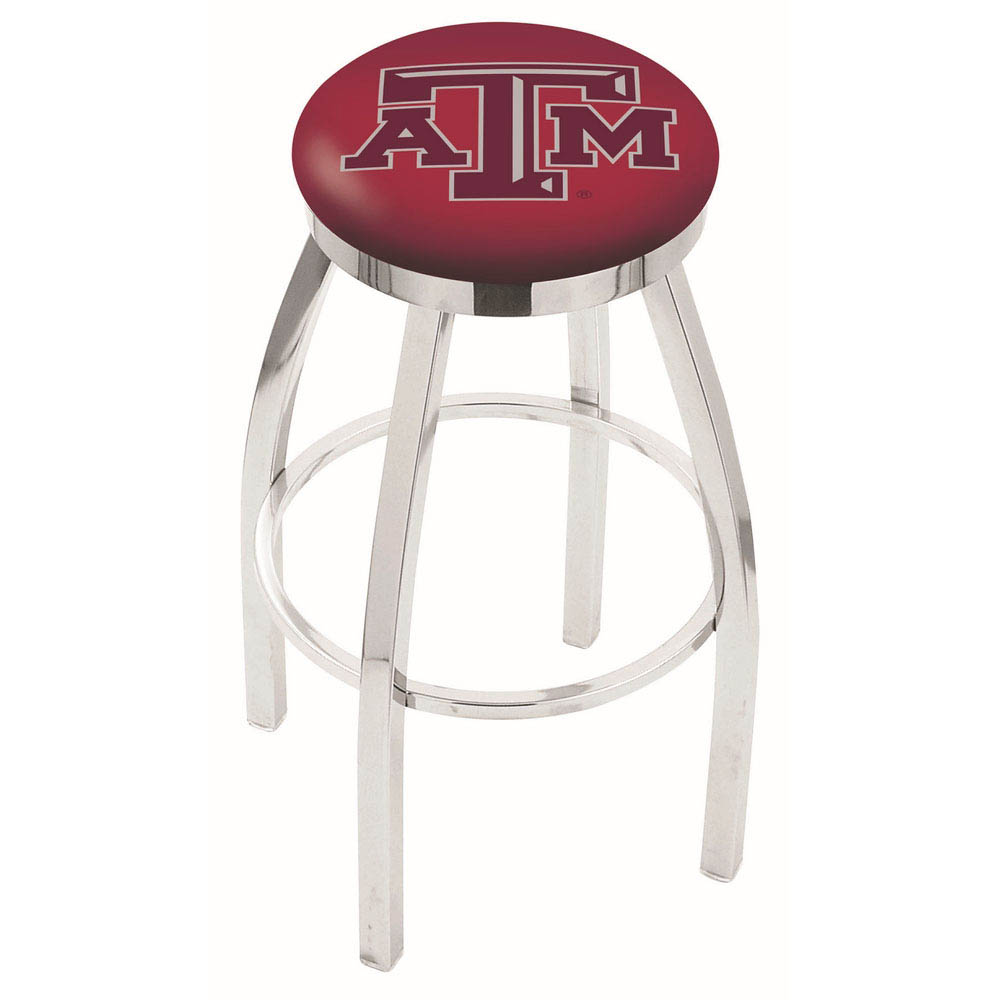 inch Chrome Texas A&M Swivel Bar Stool w/ Accent Ring