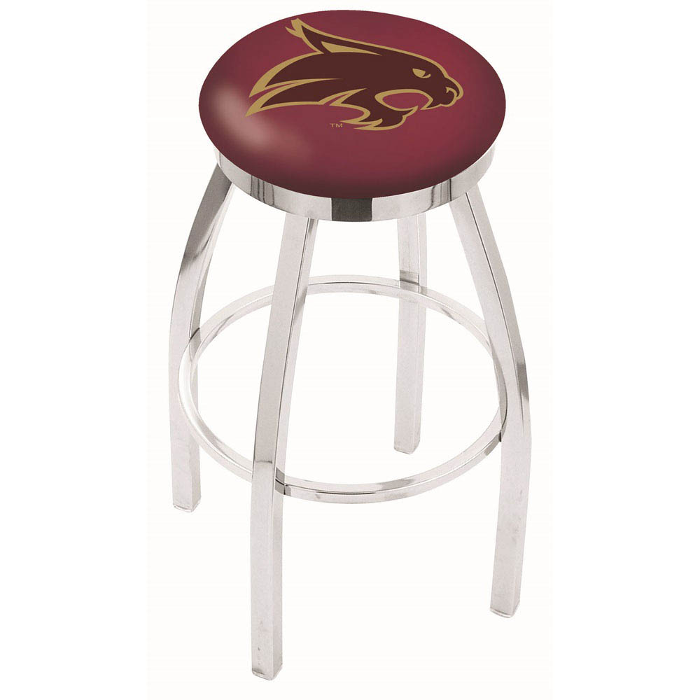 inch Chrome Texas State Swivel Bar Stool w/ Accent Ring