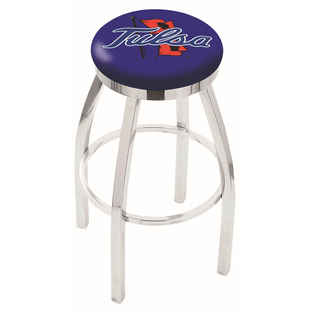 inch Chrome Tulsa Swivel Bar Stool w/ Accent Ring
