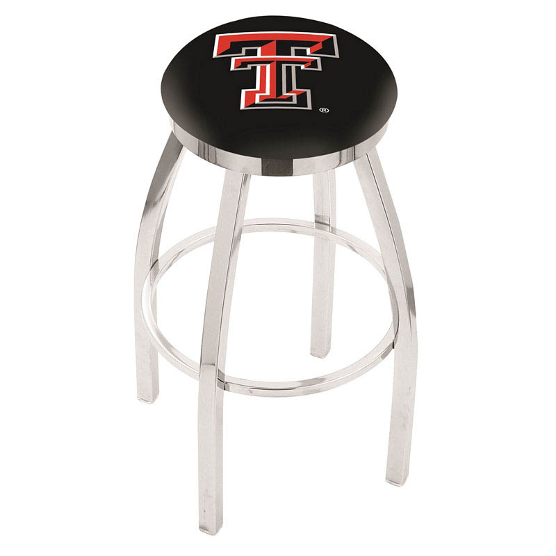 inch Chrome Texas Tech Swivel Bar Stool w/ Accent Ring