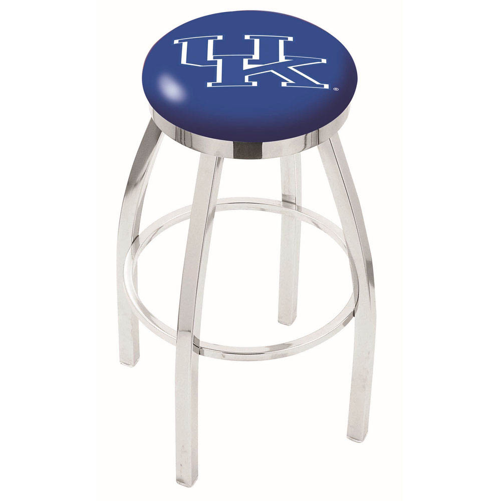 inch Chrome Kentucky UK Swivel Bar Stool w/ Accent Ring