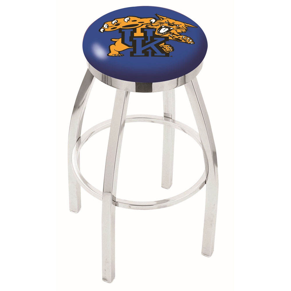 inch Chrome Kentucky Wildcat Swivel Bar Stool w/ Accent Ring
