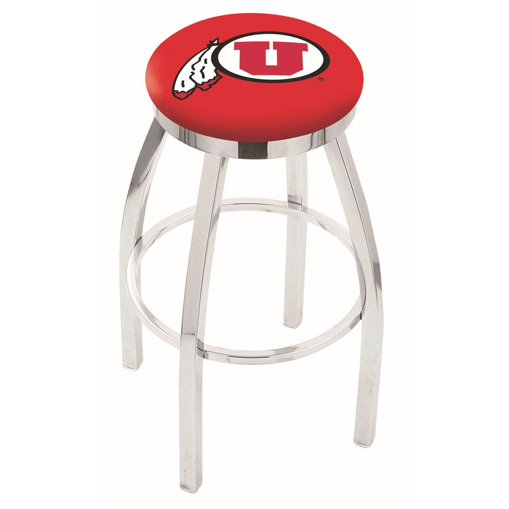 inch Chrome Utah Swivel Bar Stool w/ Accent Ring