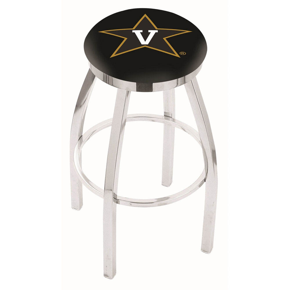 inch Chrome Vanderbilt Swivel Bar Stool w/ Accent Ring