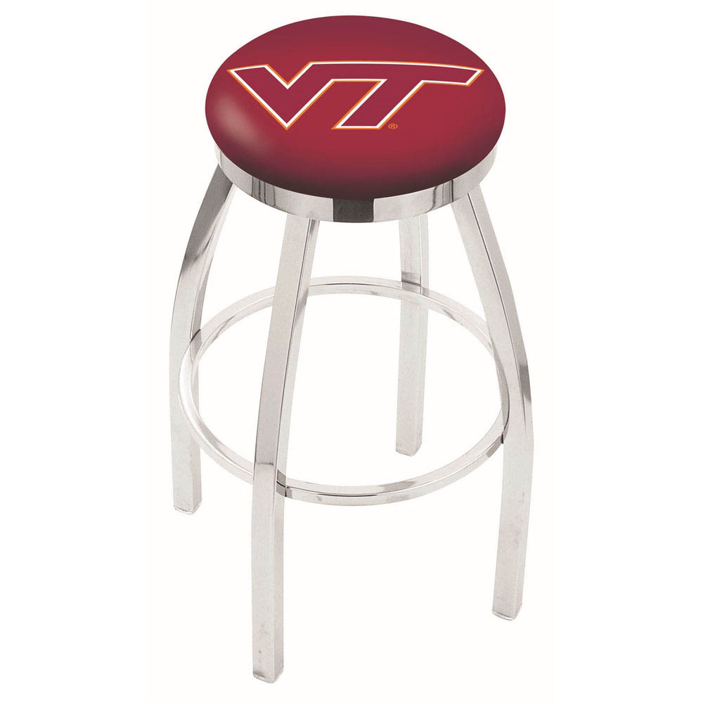 inch Chrome Virginia Tech Swivel Bar Stool w/ Accent Ring
