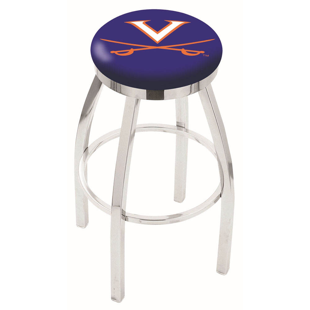 inch Chrome Virginia Swivel Bar Stool w/ Accent Ring