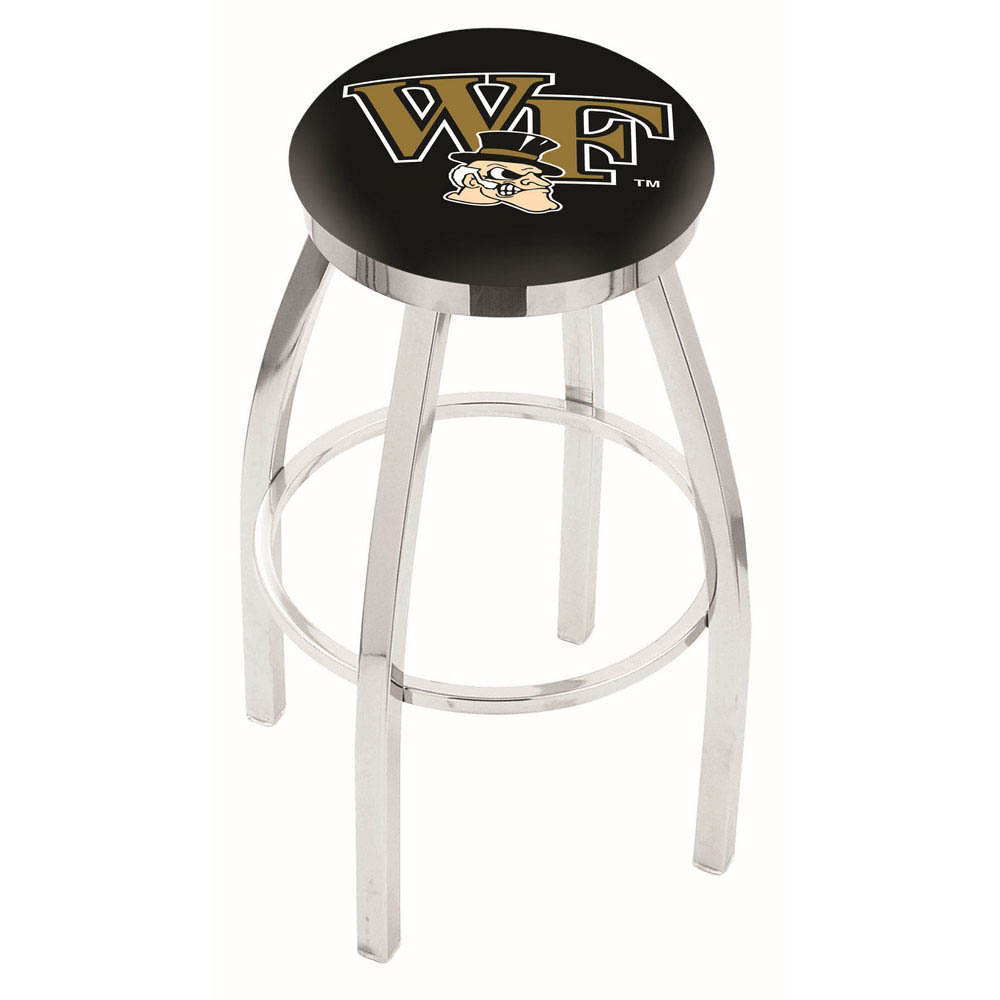 inch Chrome Wake Forest Swivel Bar Stool w/ Accent Ring