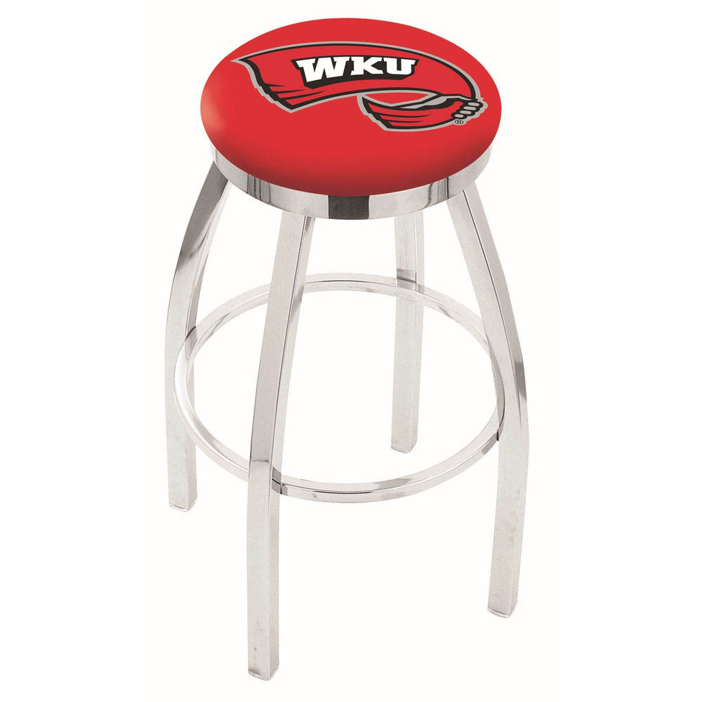 inch Chrome Western Kentucky Swivel Bar Stool w/ Accent Ring