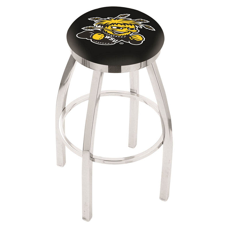 inch Chrome Wichita State Swivel Bar Stool w/ Accent Ring